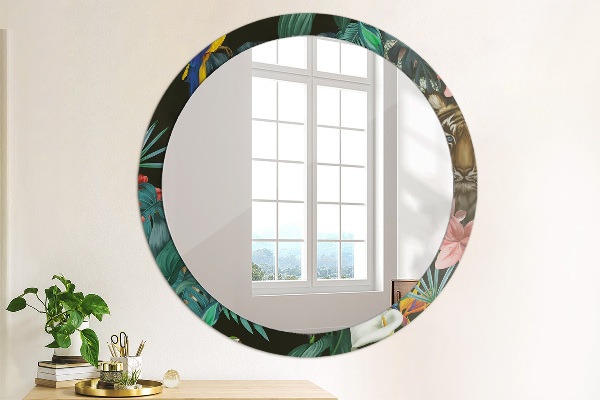 Round printed mirror Forest in the jungle