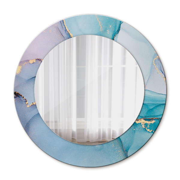 Round printed mirror Abstract fluid