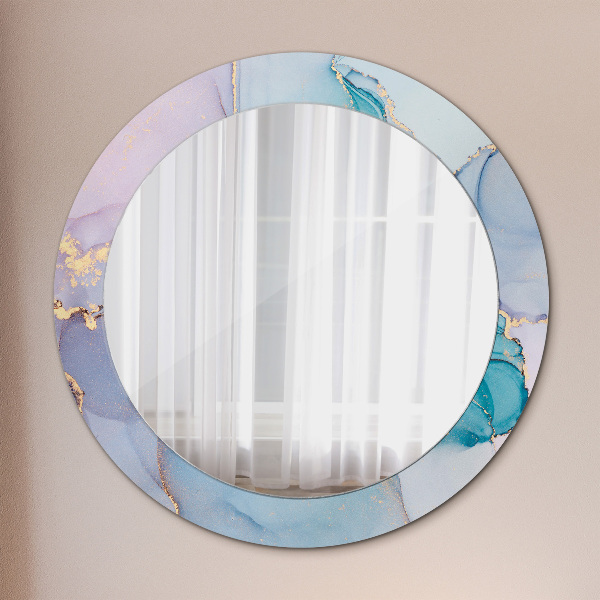Round printed mirror Abstract fluid