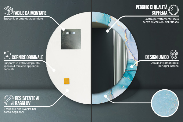 Round printed mirror Abstract fluid