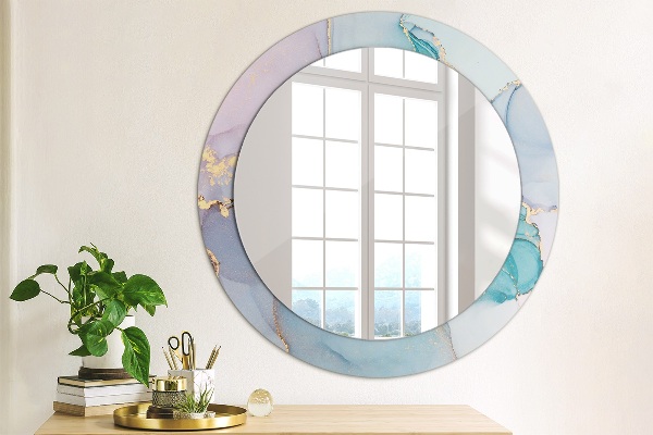 Round printed mirror Abstract fluid