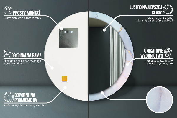 Round printed mirror Abstract fluid