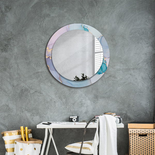 Round printed mirror Abstract fluid