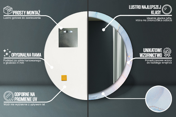 Round printed mirror Abstract fluid