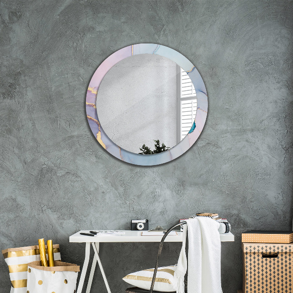 Round printed mirror Abstract fluid