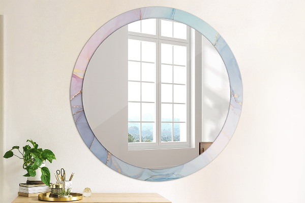 Round printed mirror Abstract fluid