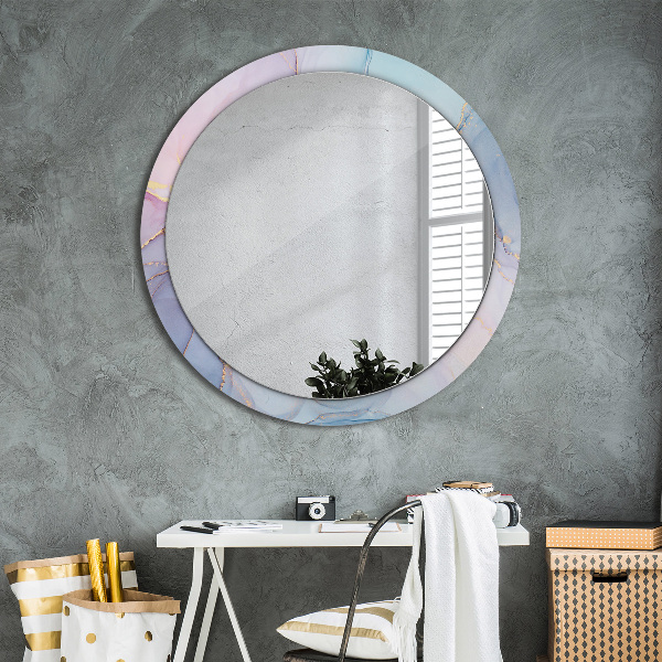 Round printed mirror Abstract fluid