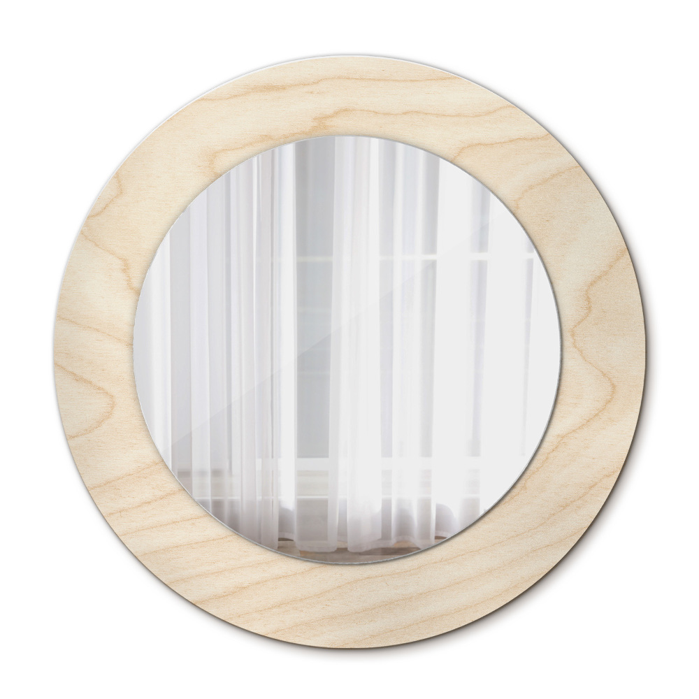 Round printed mirror Wood texture