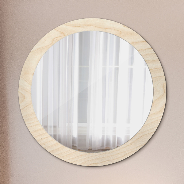 Round printed mirror Wood texture