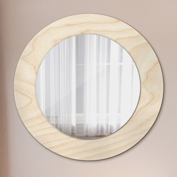 Round printed mirror Wood texture