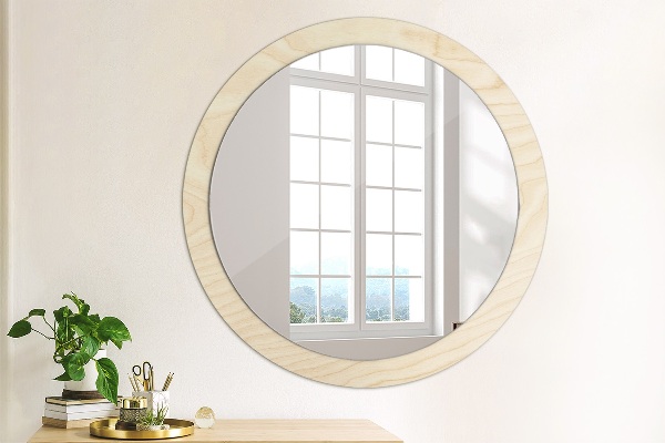Round printed mirror Wood texture