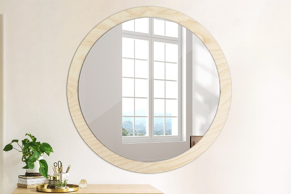 Round printed mirror Wood texture