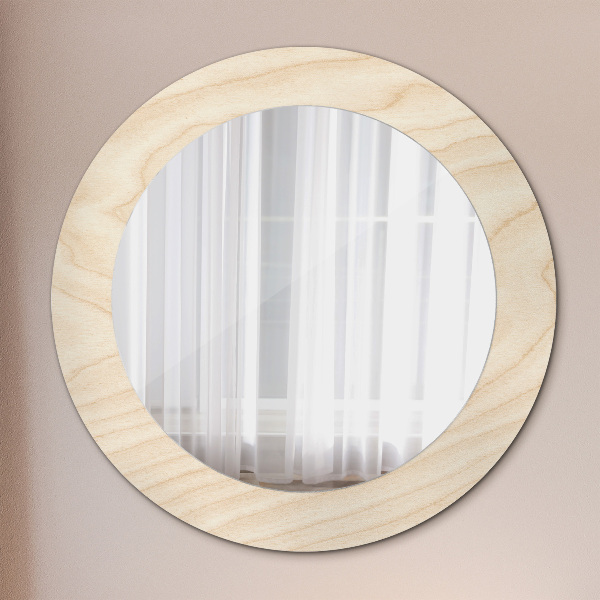 Round printed mirror Wood texture
