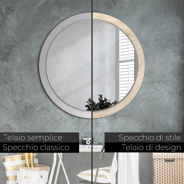 Round printed mirror Wood texture