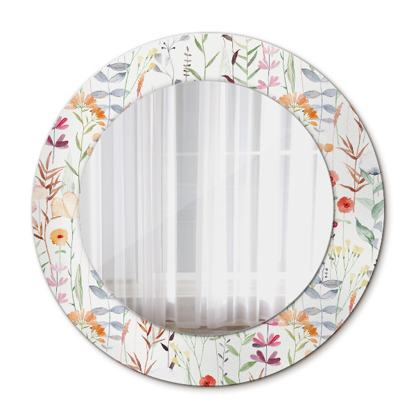 Round printed mirror Wild flowers