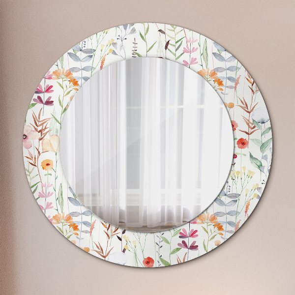 Round printed mirror Wild flowers