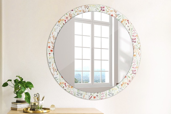 Round printed mirror Wild flowers