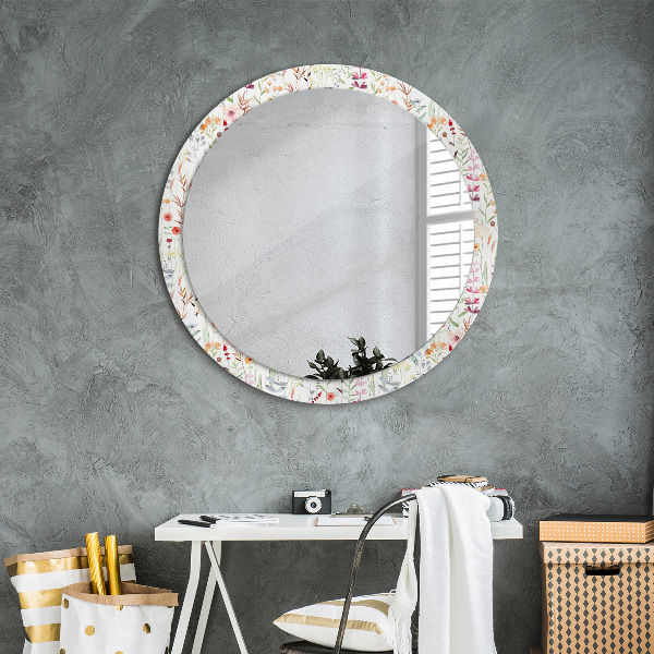 Round printed mirror Wild flowers
