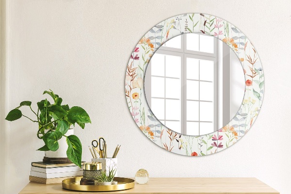 Round printed mirror Wild flowers