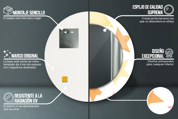 Round decorative mirror Pastel stars