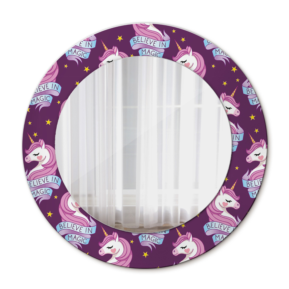 Round decorative mirror Unicorn stars