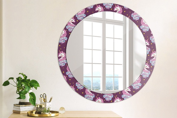 Round decorative mirror Unicorn stars
