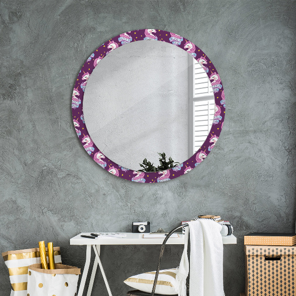 Round decorative mirror Unicorn stars