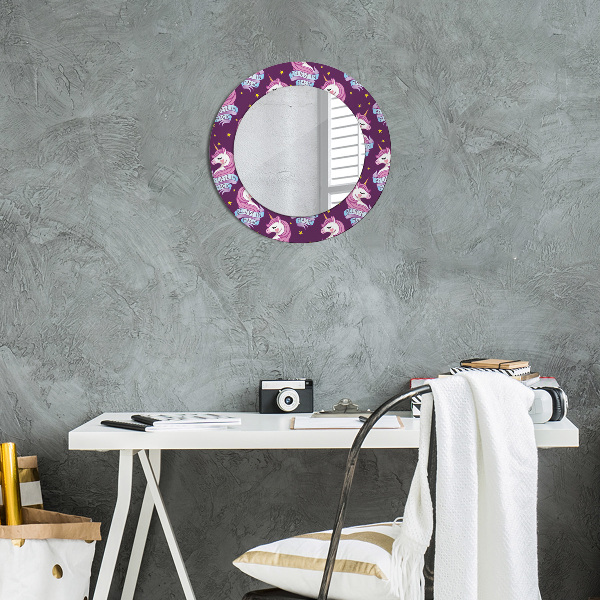 Round decorative mirror Unicorn stars