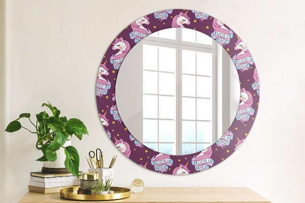 Round decorative mirror Unicorn stars
