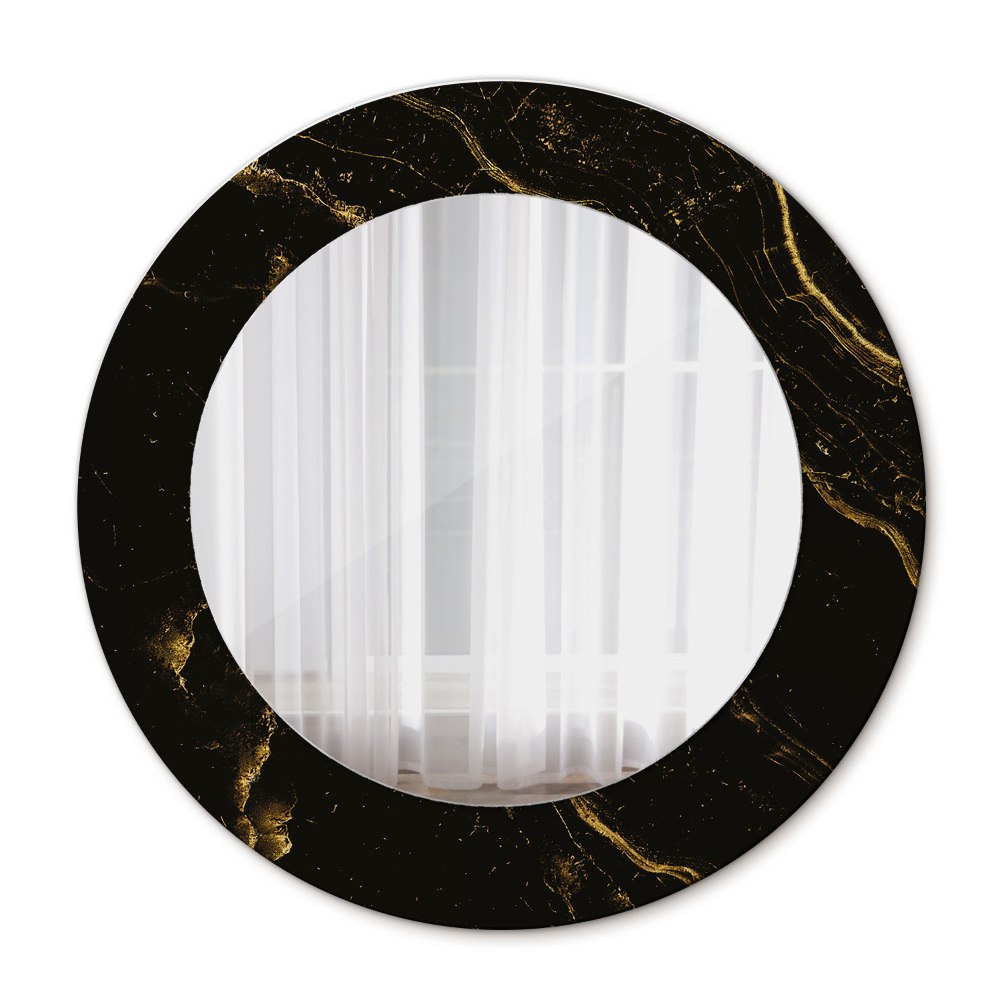 Round decorative mirror Black marble