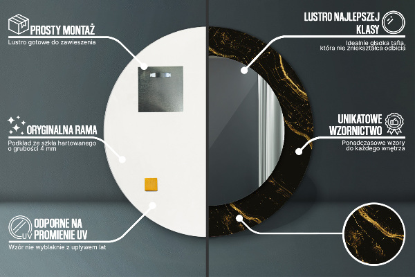 Round decorative mirror Black marble