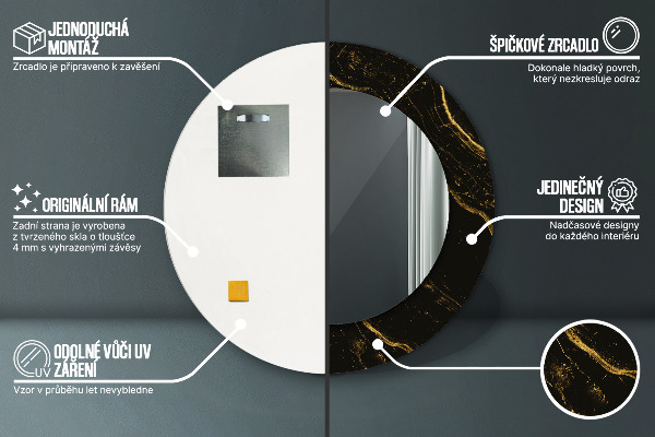 Round decorative mirror Black marble