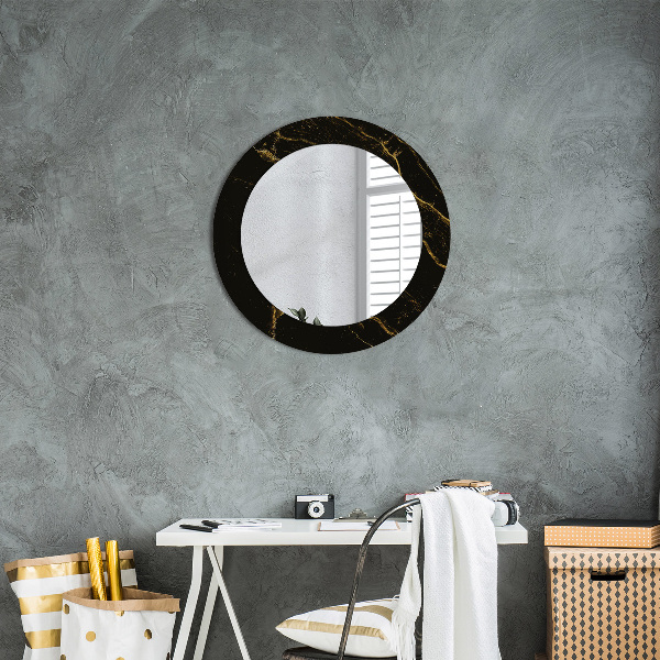 Round decorative mirror Black marble