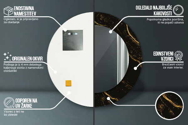 Round decorative mirror Black marble