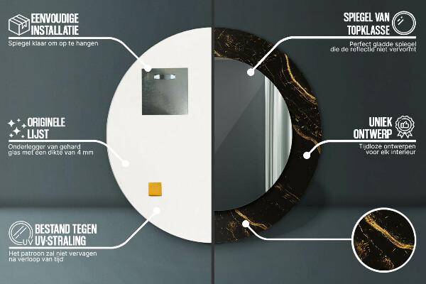 Round decorative mirror Black marble