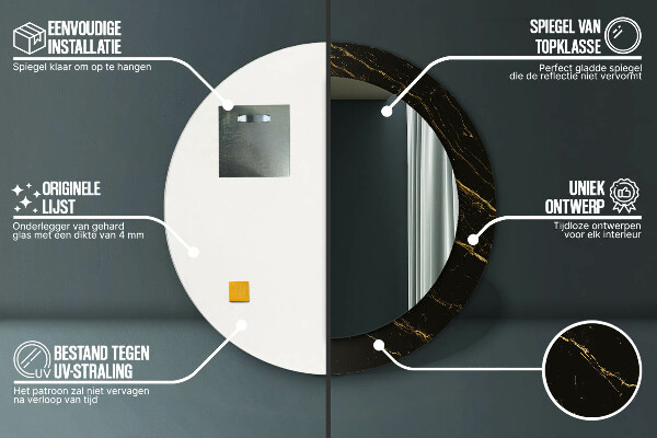 Round decorative mirror Black marble