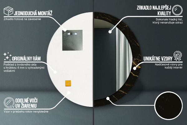 Round decorative mirror Black marble