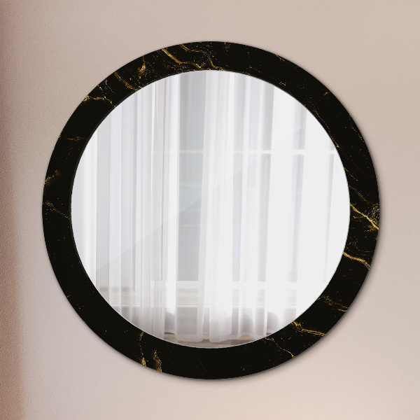 Round decorative mirror Black marble