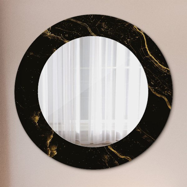 Round decorative mirror Black marble