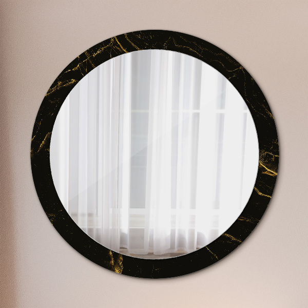 Round decorative mirror Black marble