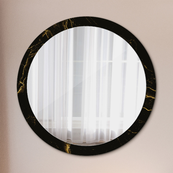 Round decorative mirror Black marble