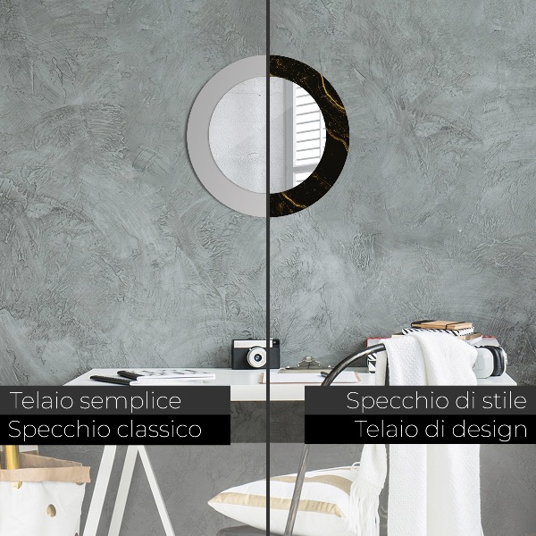 Round decorative mirror Black marble