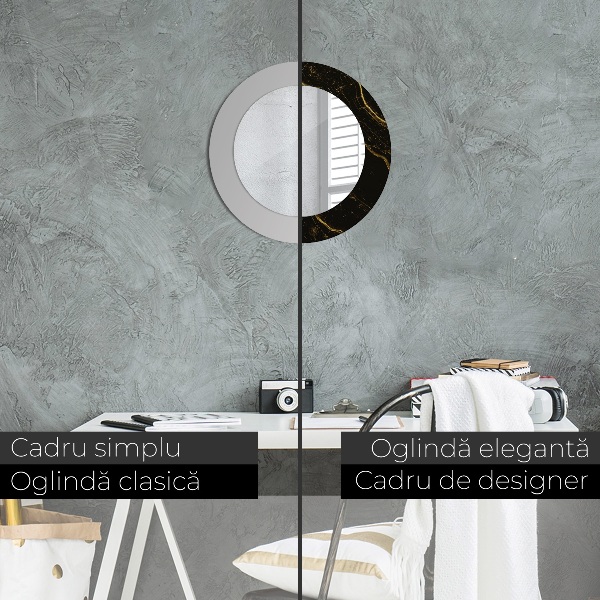 Round decorative mirror Black marble