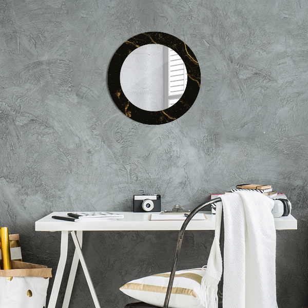 Round decorative mirror Black marble