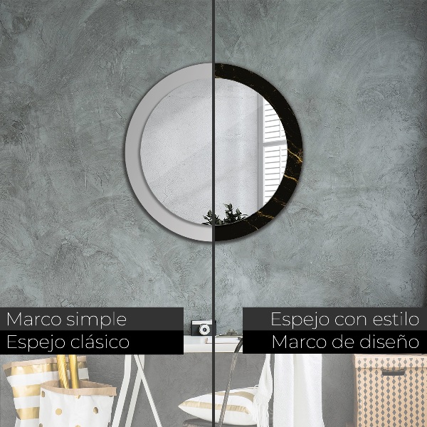 Round decorative mirror Black marble