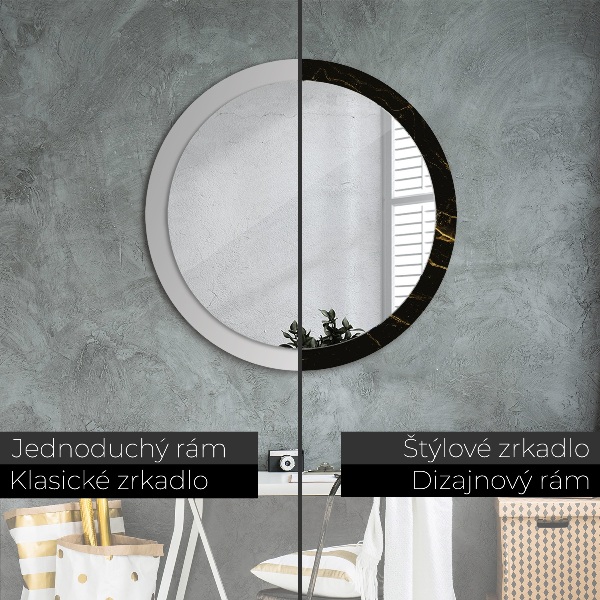 Round decorative mirror Black marble