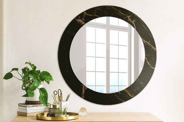 Round decorative mirror Black marble