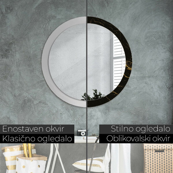 Round decorative mirror Black marble