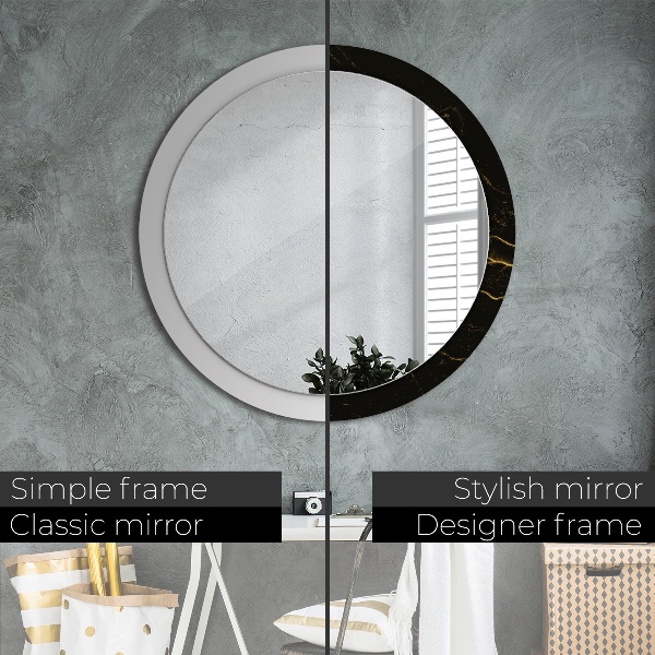 Round decorative mirror Black marble