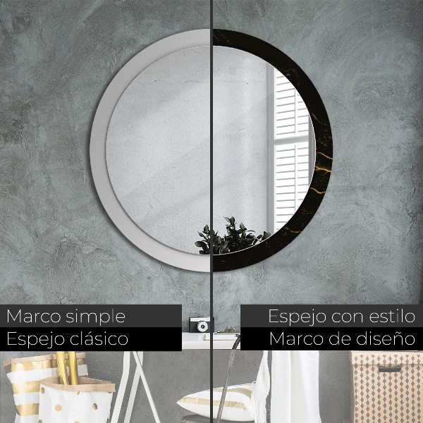 Round decorative mirror Black marble